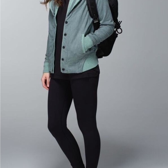 Lululemon Back To Class Jacket Ribbed Striped Green Cardigan Earl Grey 8 - Picture 4 of 9